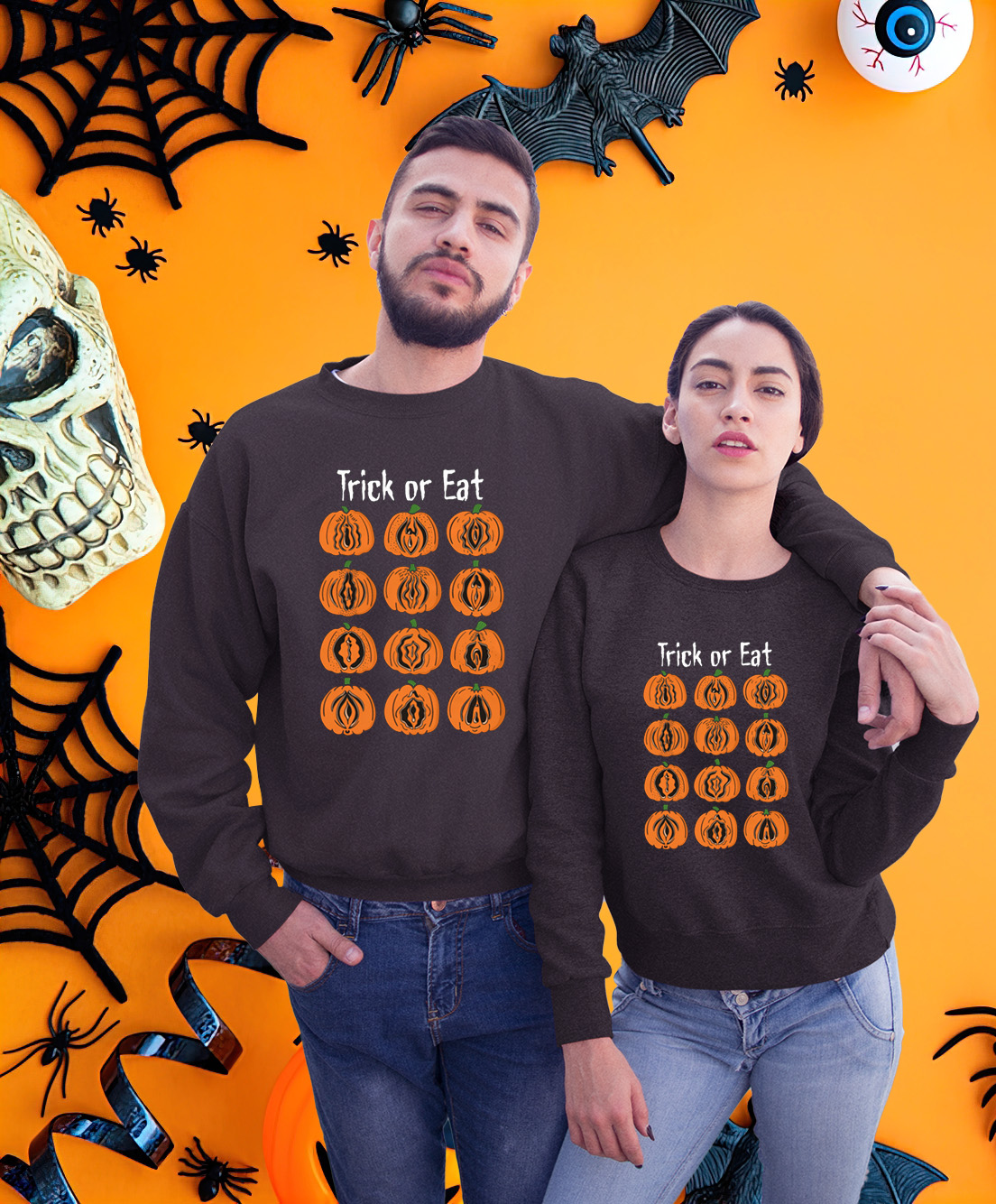 Trick Or Eat Lover Halloween Matching Couple Sweatshirt