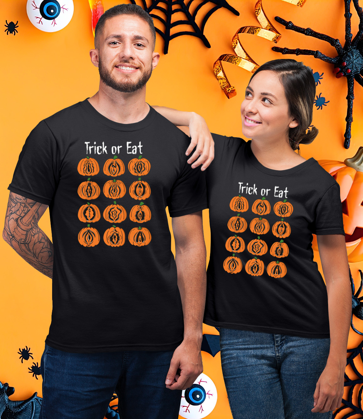 Trick Or Eat Lover Halloween Matching Couple T-Shirt