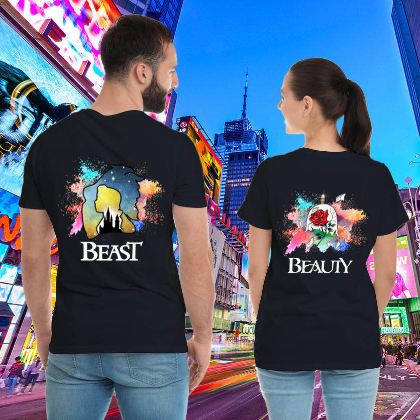 Couple Gift – Fairy Tale Beauty And The Beast Colorful Couple Lover Matching T-Shirts