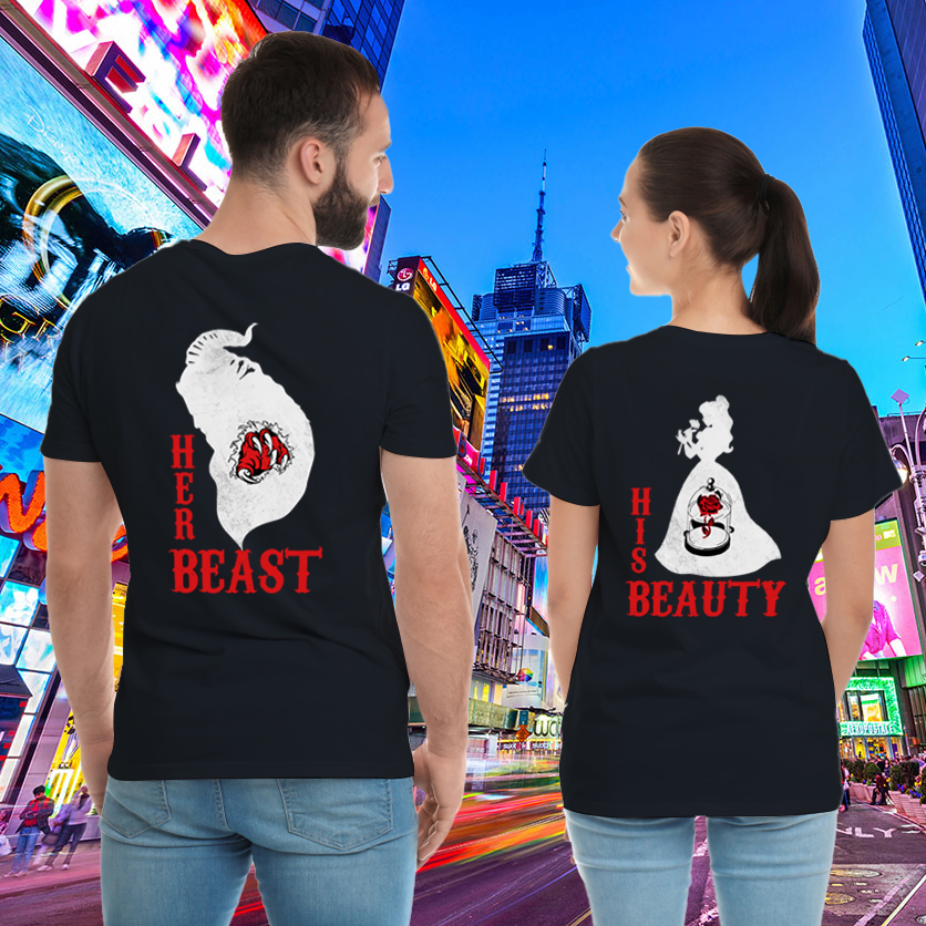 Couple Gift – Her Beast His Beauty From Fairy Tale Couple Lover Matching T-Shirts