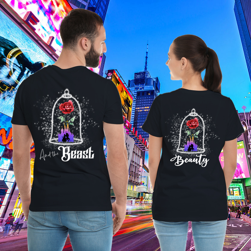 Couple Gift – Beauty And The Beast Fairy Tale Roses Couple Lover Matching T-Shirts