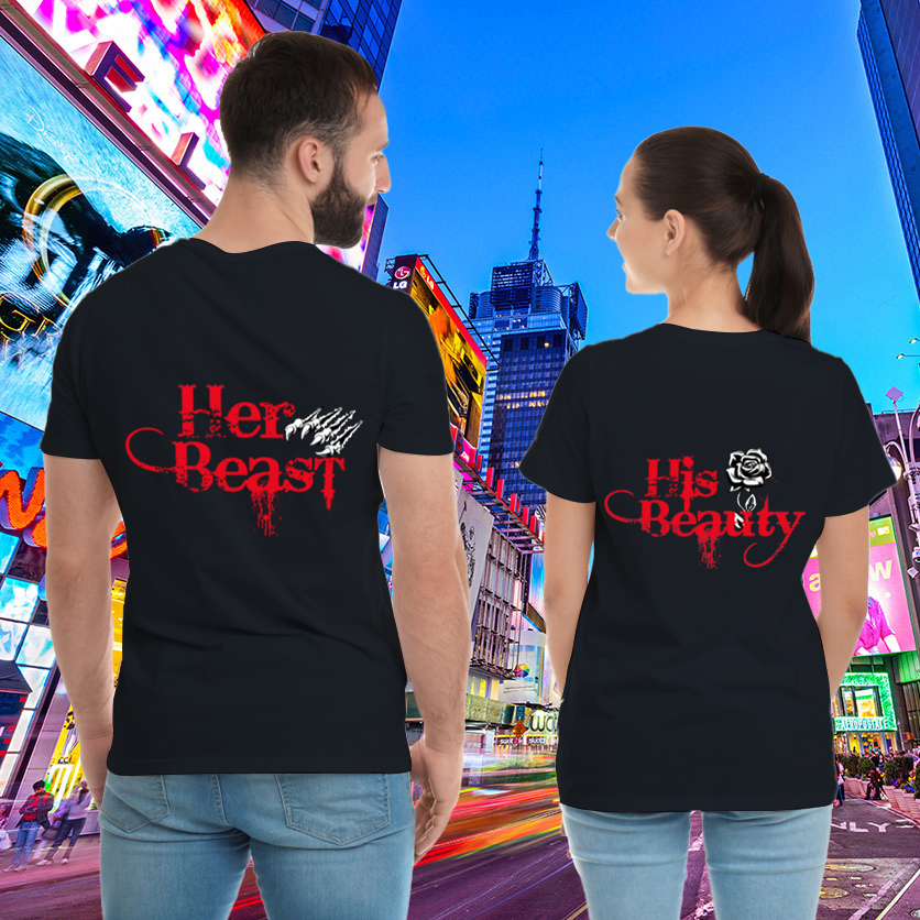 OFFICIAL Crimson Her Beast His Beauty Eternal Love Couple Lover Matching T-Shirts