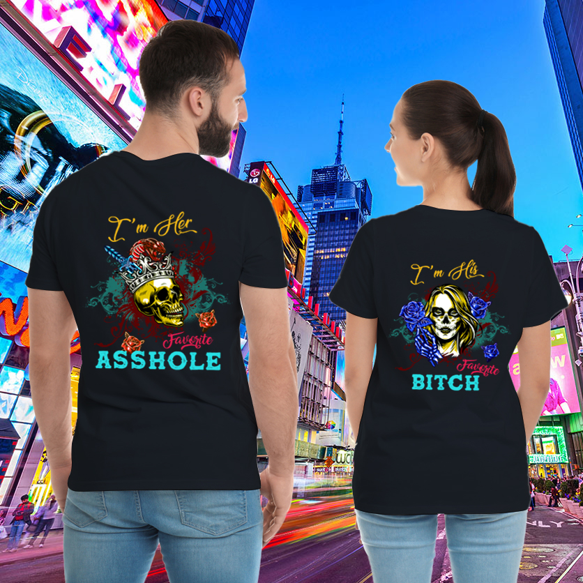 OFFICIAL Favorite Asshole Bitch Golden Skull Funny Couple Lover Matching T-Shirts
