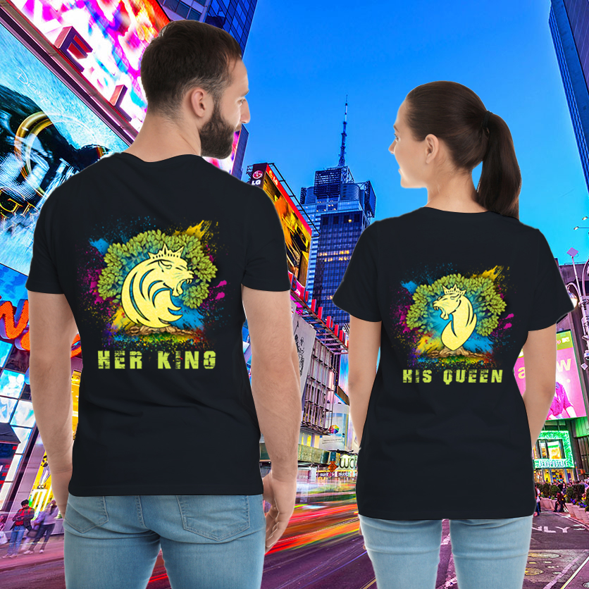 Couple Gift – Wildlife Her King His Queen Lion Horse Couple Lover Matching T-Shirts