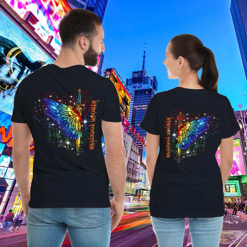 OFFICIAL Colorful Swords Wings Strong Together Couple Lover Matching T-Shirts