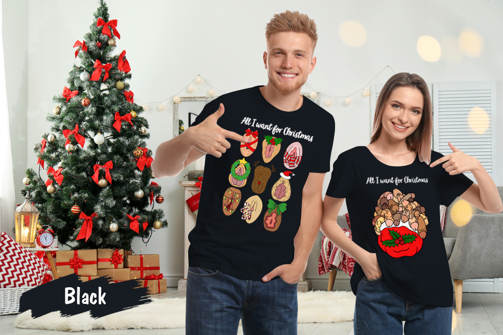 Ugly Christmas All I Want For Xmas Funny Matching Couples T-Shirt