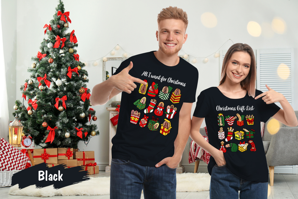 Funny Ugly Christmas Gift List Matching Couples T-Shirt