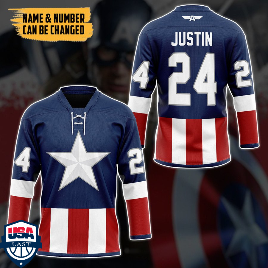 Captain America personalized custom hockey jersey