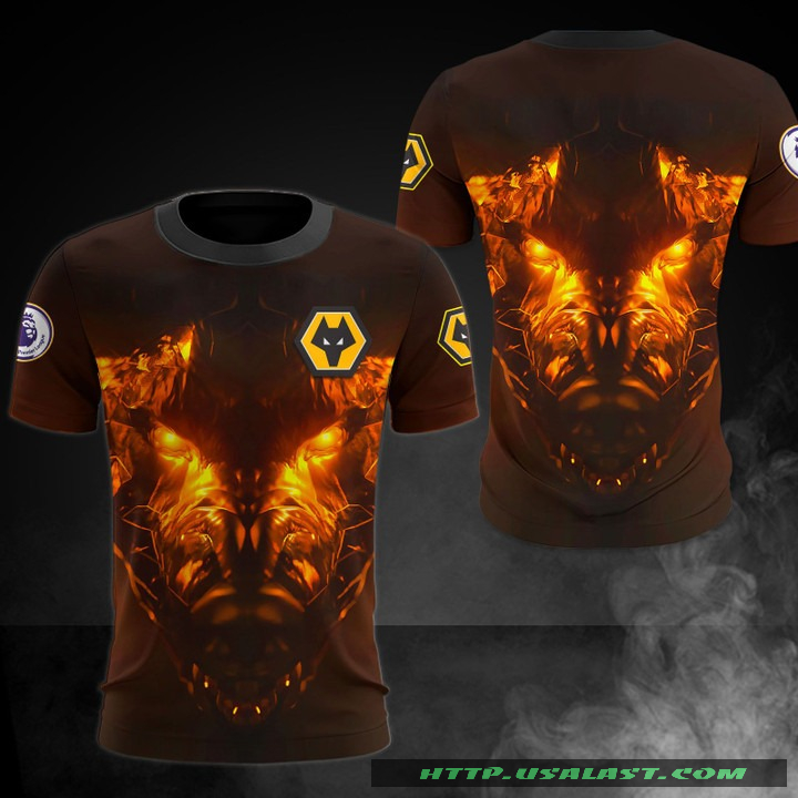 Wolvehampton Wanderers Gold Wolf 3D All Over Print Shirt