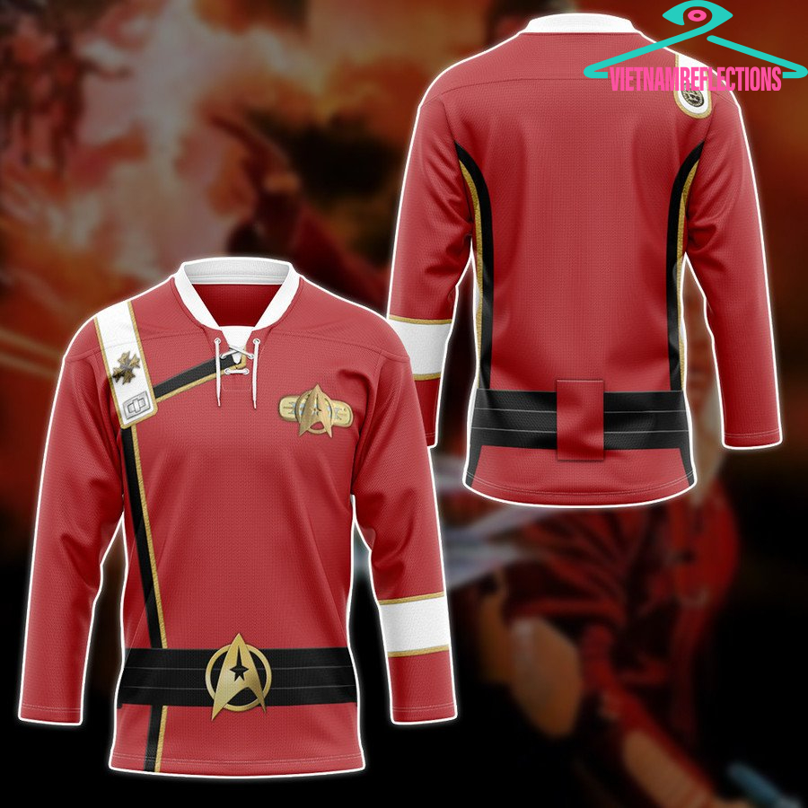 Star Trek Wrath of Khan Starfleet red uniform personalized custom hockey jersey