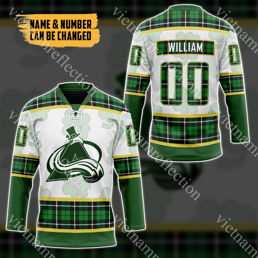 St. Patrick’s Day Colorado Avalanche NHL personalized custom hockey jersey