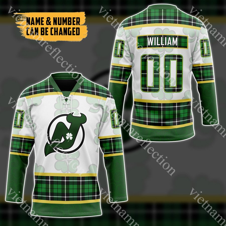 St. Patrick’s Day New Jersey Devils NHL personalized custom hockey jersey