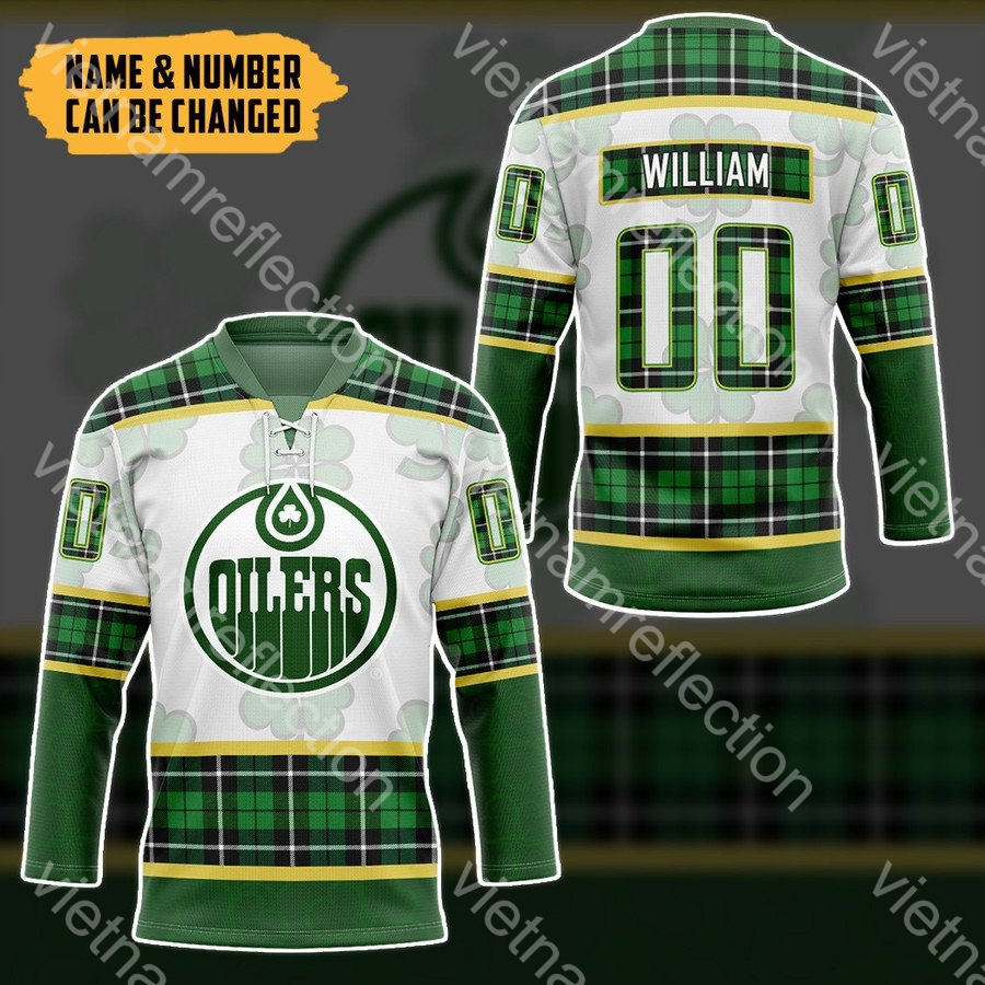 St. Patrick’s Day Edmonton Oilers NHL personalized custom hockey jersey