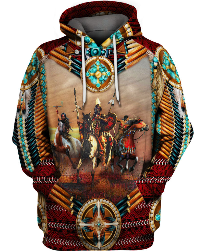 HOT Native American Warrior All Over Printed 3D Hoodie