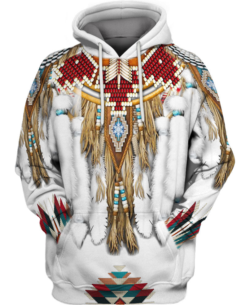 HOT Native American white All Over Printed 3D Hoodie