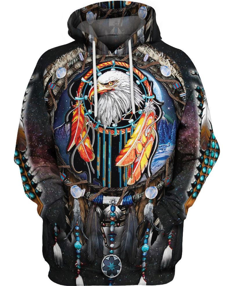 HOT Native Eagle Dreamcatcher black All Over Printed 3D Hoodie