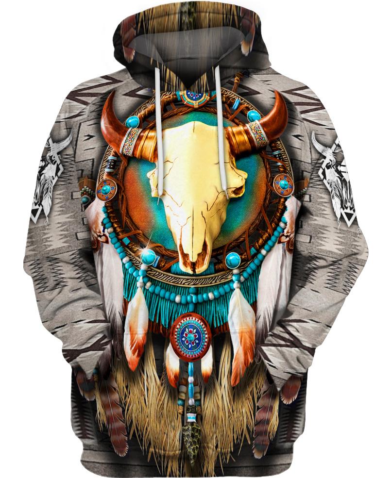 HOT Buffalo Skull Dreamcatcher All Over Printed 3D Hoodie