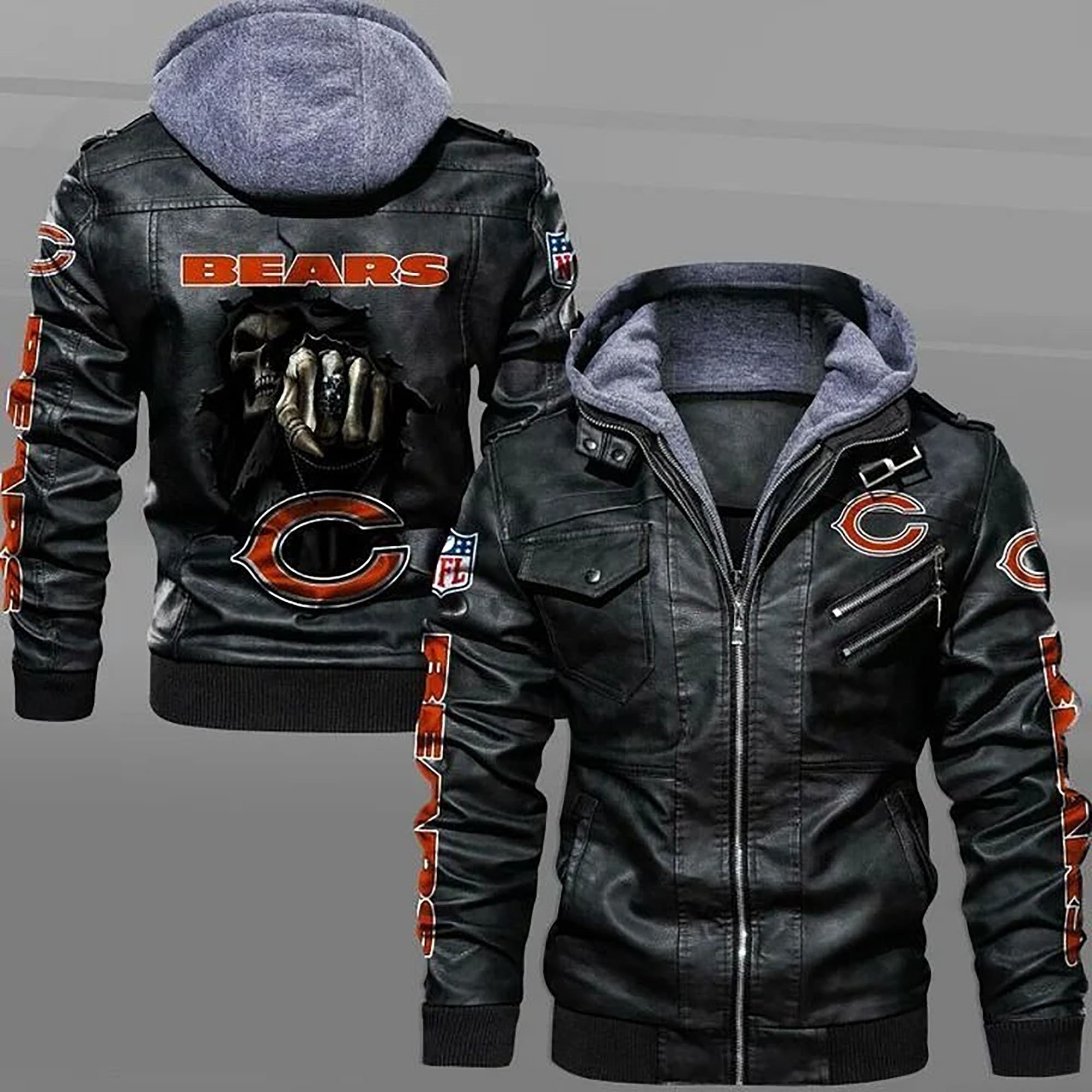 BEST NFL Chicago Bears Grim Reaper Leather Jacket