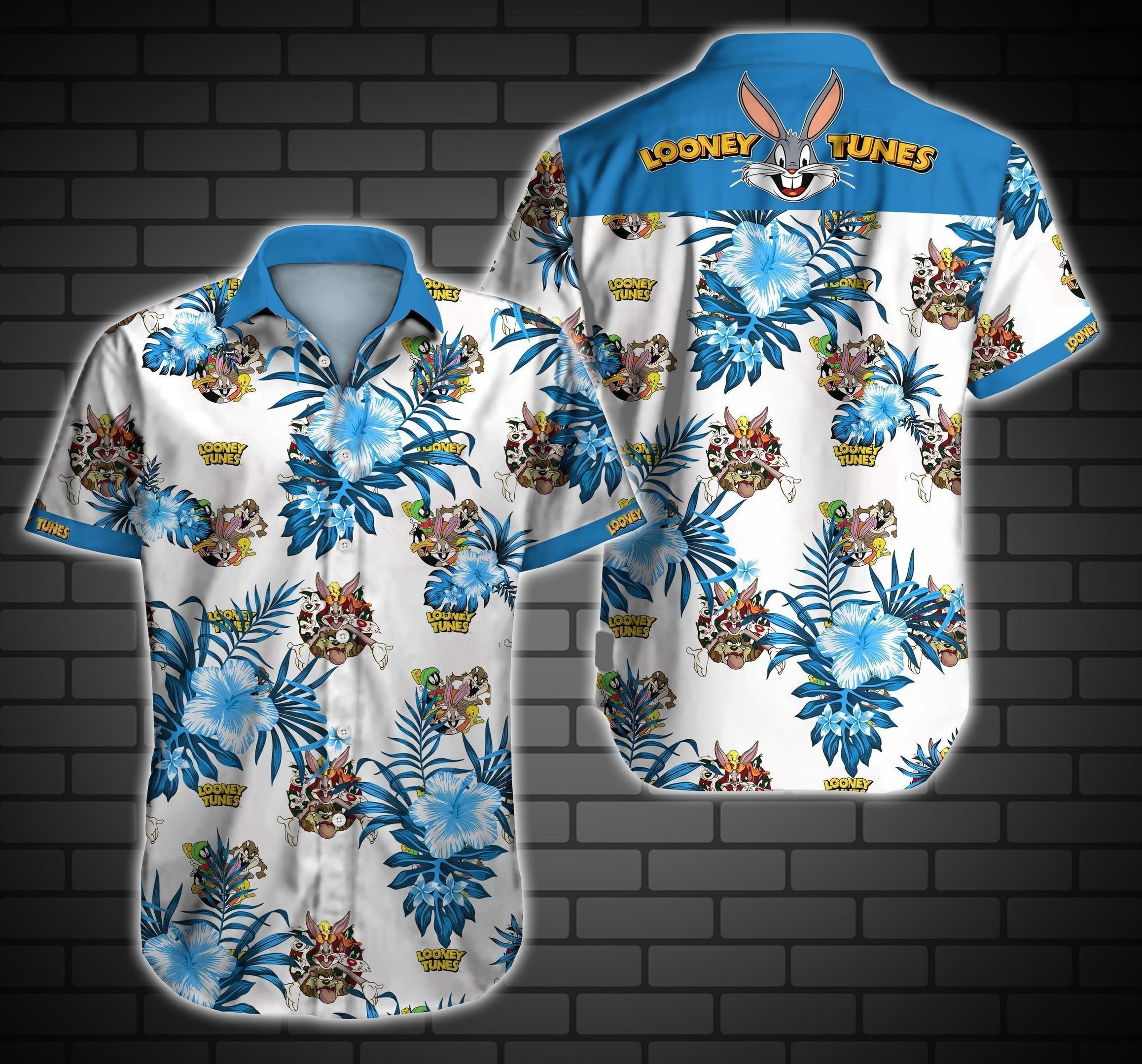 NEW Looney Tunes Bunny Rabbit hibiscus Hawaii Shirt