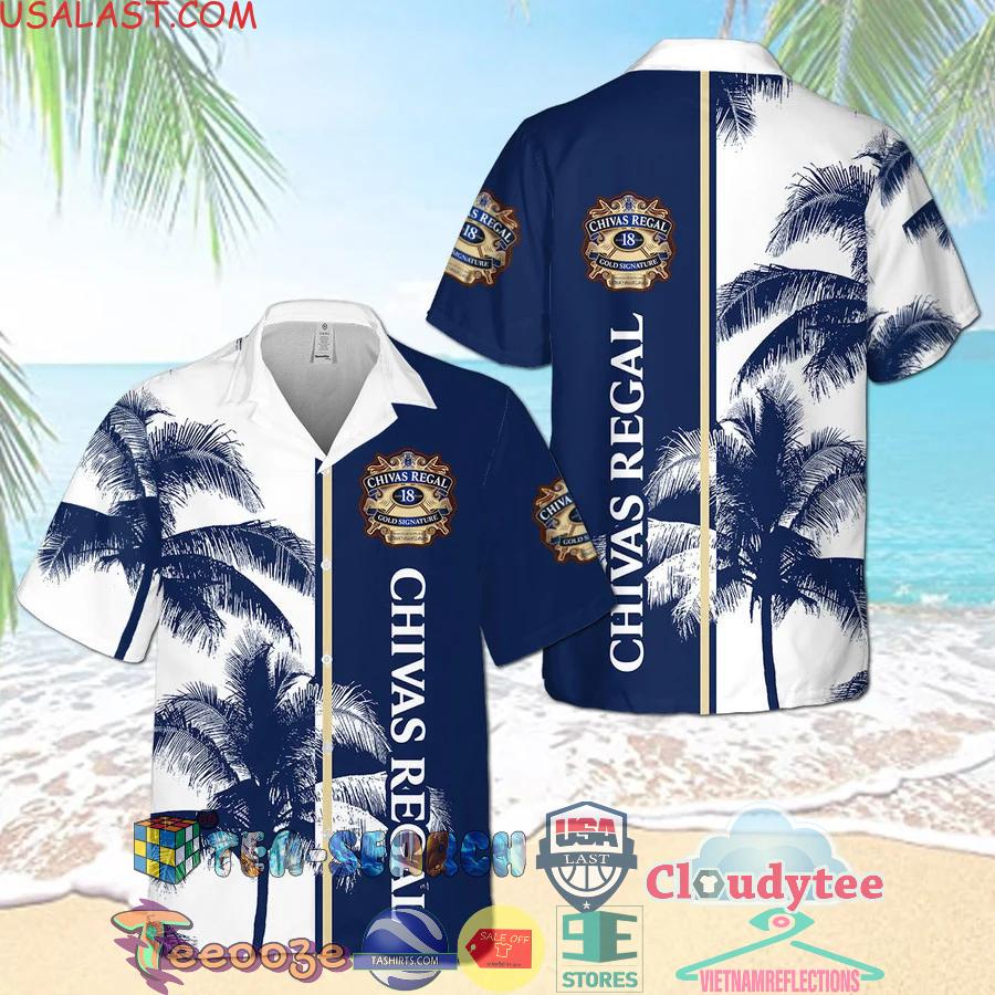 Chivas Regal 18 Whiskey Palm Tree Aloha Summer Beach Hawaiian Shirt