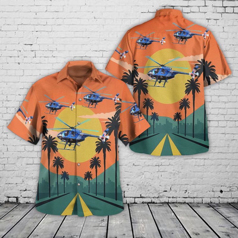 Long Beach Police Department McDonnell Douglas MD-500E Hawaiian Shirt Gift For Men Women