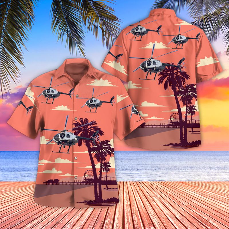 City of Oakland Police Dept McDonnell Douglas Helicopter MD369E N510PD California Hawaiian Shirt Gift For Men Women