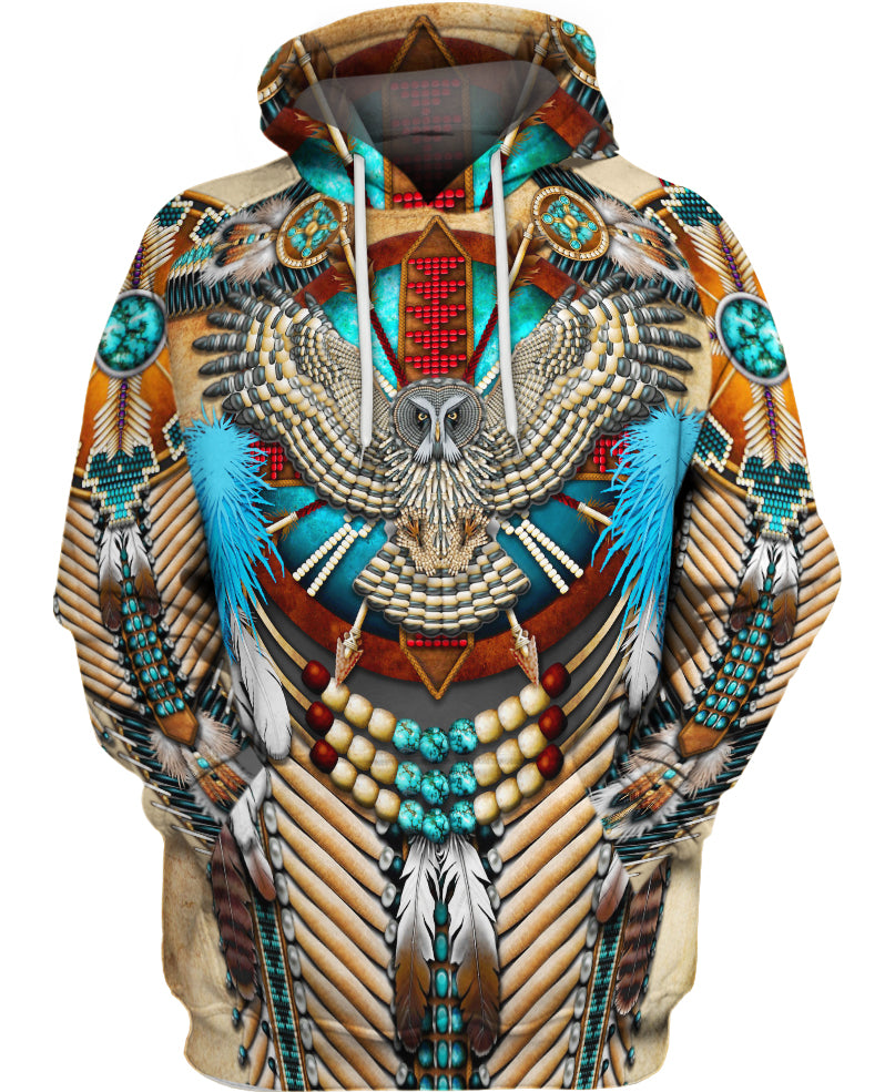 HOT Owl Native American All Over Printed 3D Hoodie
