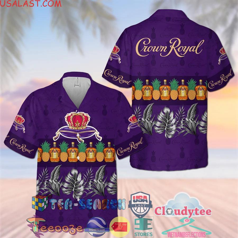 Crown Royal Pineapple Tropical Aloha Summer Beach Hawaiian Shirt