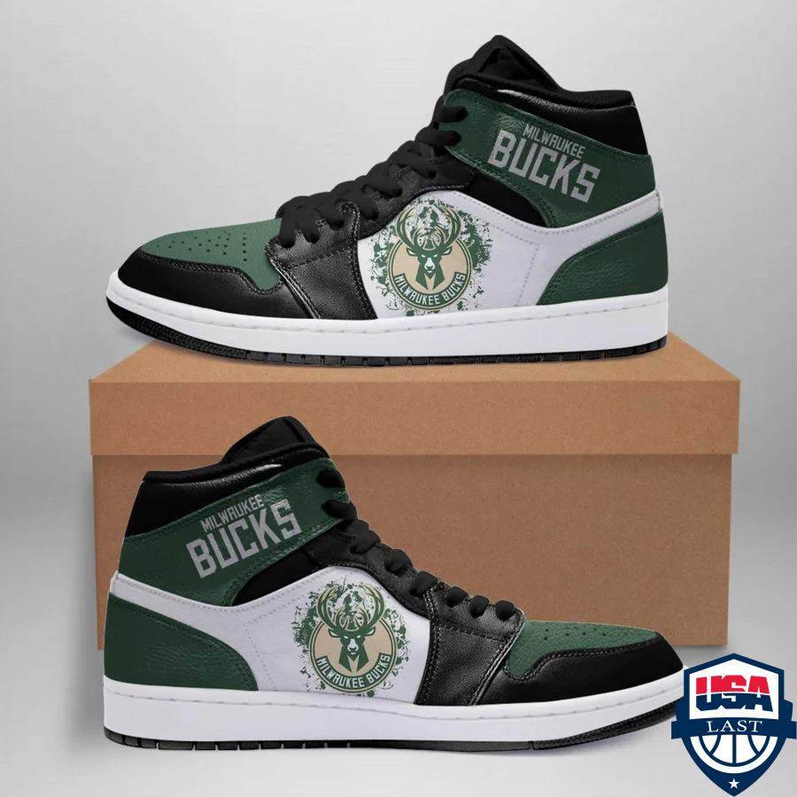Milwaukee Bucks NBA Air Jordan High Top Sneaker Shoes