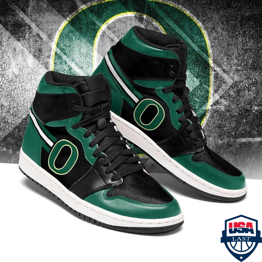 Oregon Ducks NCAA Football Air Jordan High Top Sneaker Shoes