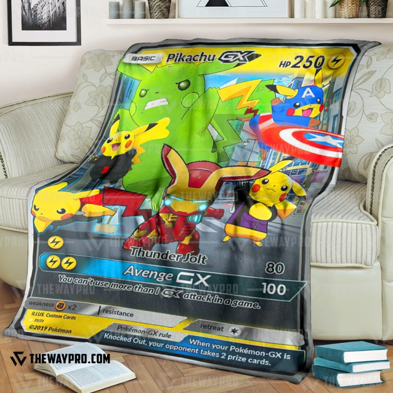 Anime Pokemon Avengers Pikachu GX Soft Blanket