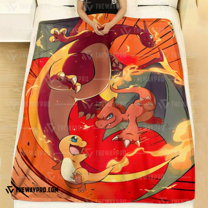 Anime Pokemon Charizard Evolution Soft Blanket