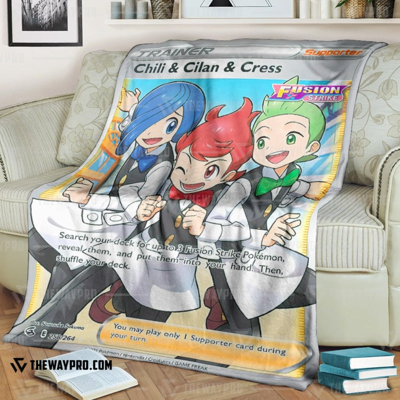 Anime Pokemon Chili & Cilan & Cress Trainer Soft Blanket