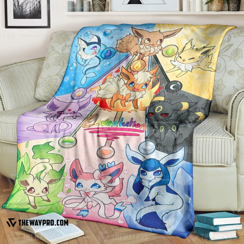 Anime Pokemon Eevee Evolution coloerful Soft Blanket