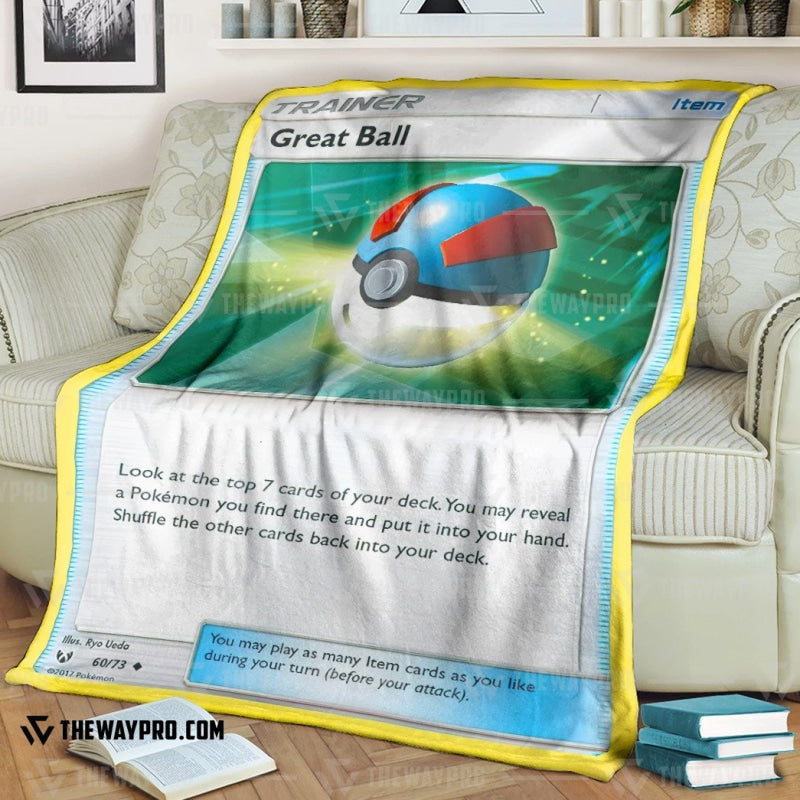 Anime Pokemon Great Ball Trainer Soft Blanket