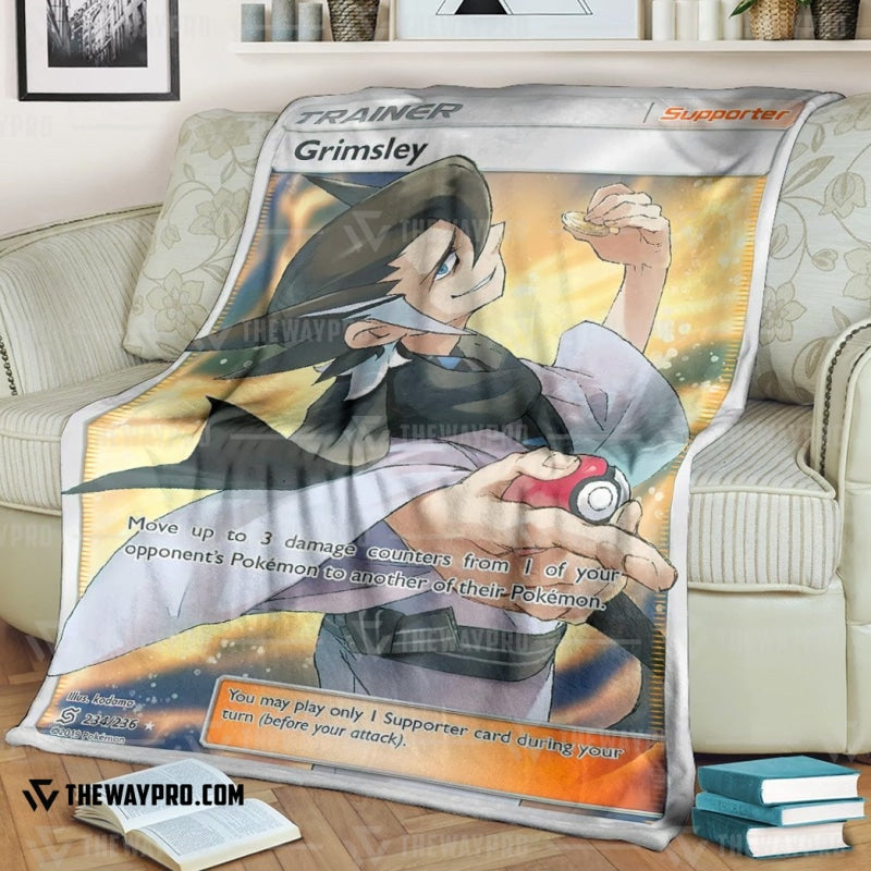 Anime Pokemon Grimsley Trainer Soft Blanket