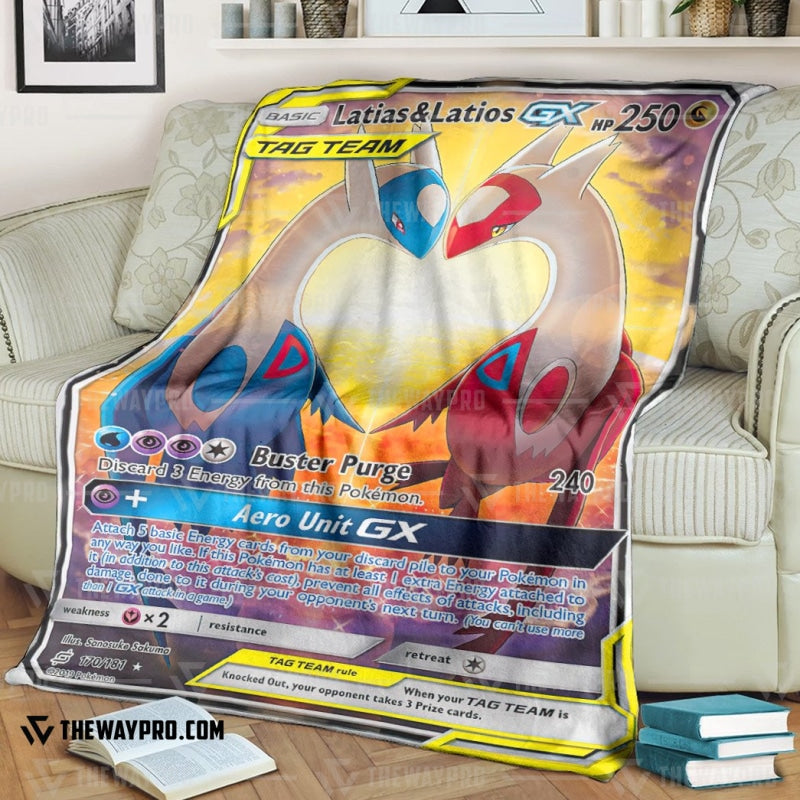 Anime Pokemon Latias & Latios-GX Team Up Soft Blanket