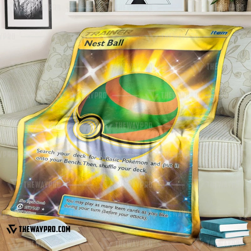 Anime Pokemon Nest Ball Trainer Soft Blanket