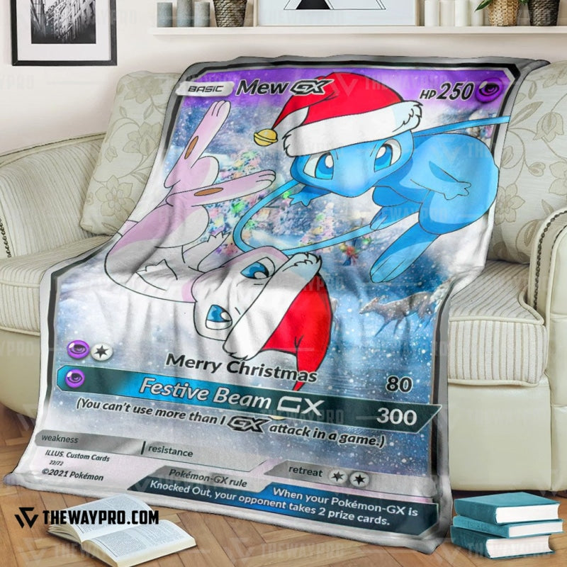 Anime Pokemon New Christmas Mew GX Soft Blanket