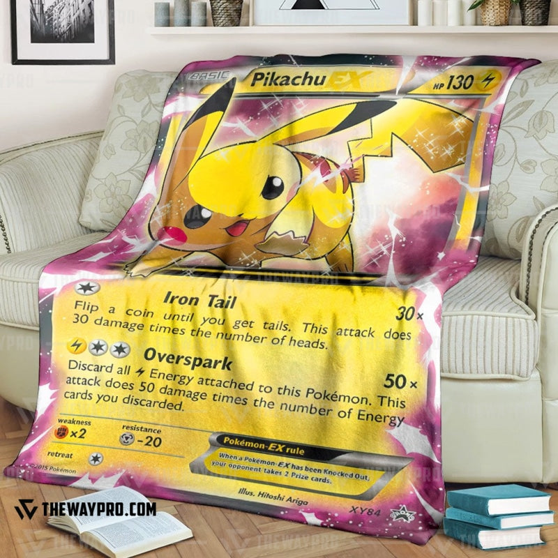 Anime Pokemon Pikachu-EX XY Promos yellow Soft Blanket