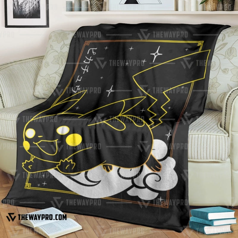 Anime Pokemon Pikachu black Soft Blanket