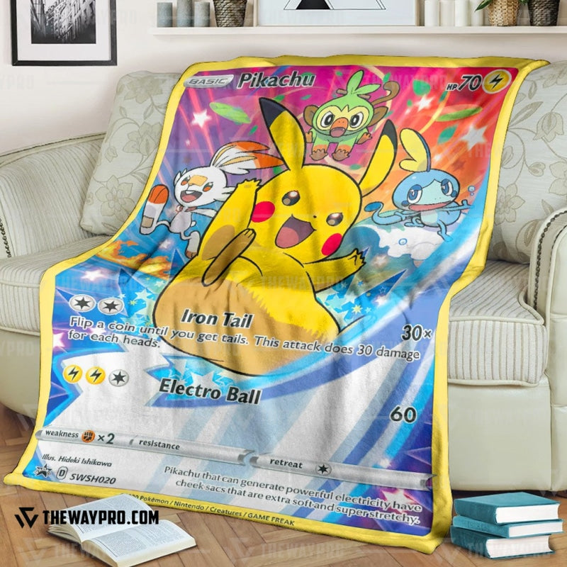 Anime Pokemon Pikachu Sword & Shield Promos Soft Blanket