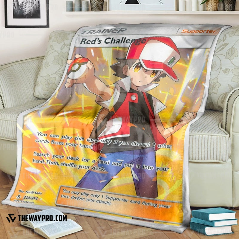 Anime Pokemon Red’s Challenge Trainer Soft Blanket