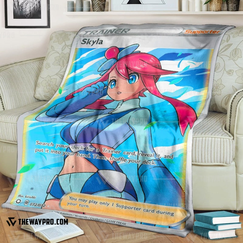 Anime Pokemon Skyla Shining Fates Trainer Soft Blanket