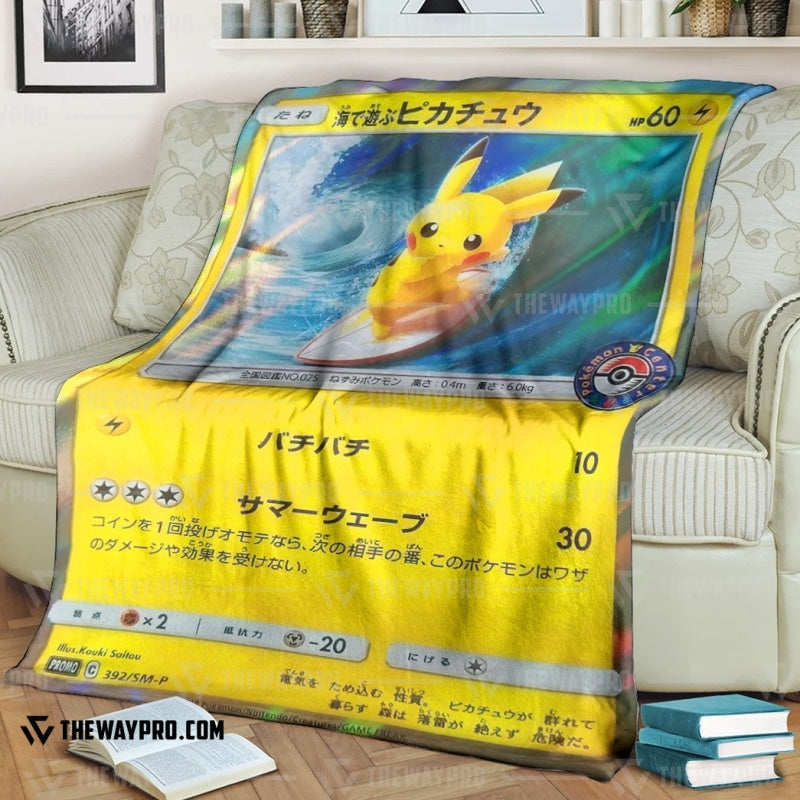 Anime Pokemon Surfing Pikachu Soft Blanket
