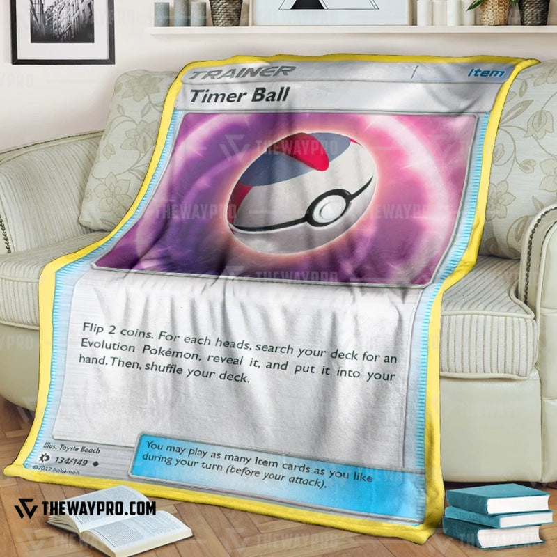 Anime Pokemon Timer Ball Trainer Soft Blanket