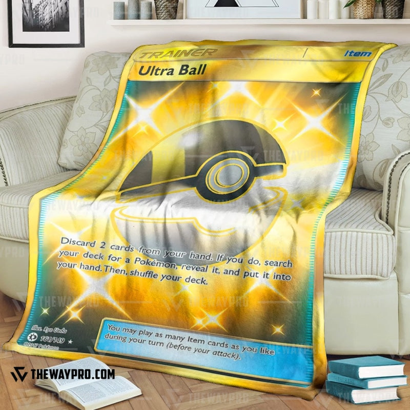 Anime Pokemon Ultra Ball Trainer Soft Blanket
