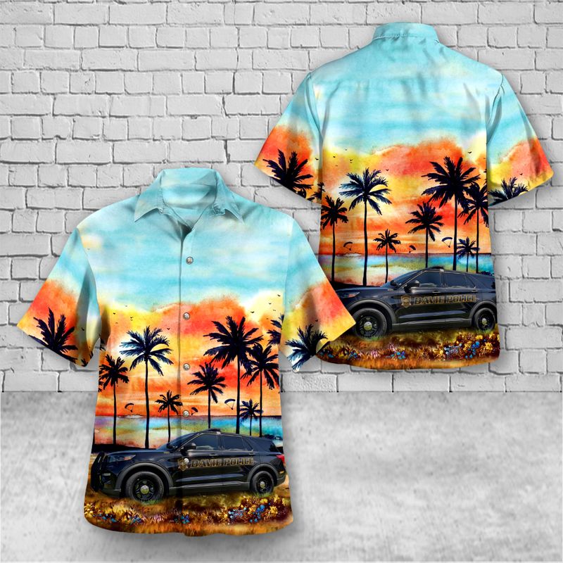 Davie Broward County Florida Town of Davie Police Department Car Hawaiian Shirt Gift For Men Women