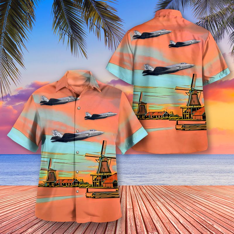 Royal Netherlands Air Force Lockheed Martin F-35A Lightning II Hawaiian Shirt Gift For Men Women