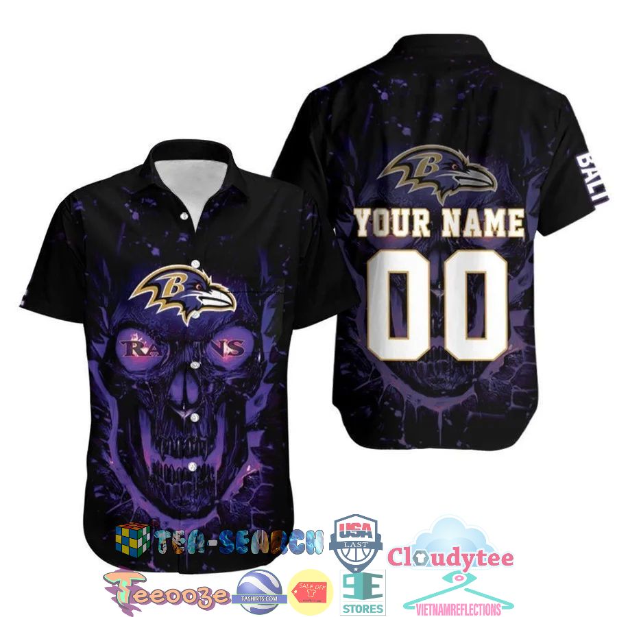 Personalized Skull Baltimore Ravens NFL Hawaiian Shirt